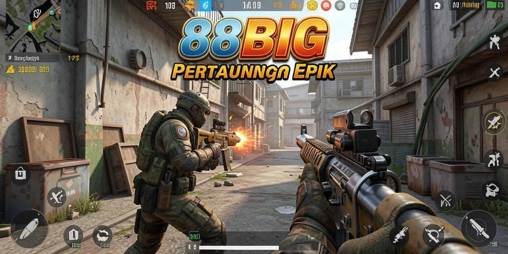 Screenshot menunjukkan aksi mendebarkan dalam gameplay FPS