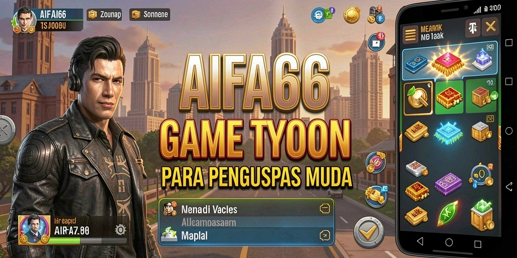 Screenshot gameplay AIFA66 menampilkan aktivitas membangun bisnis.