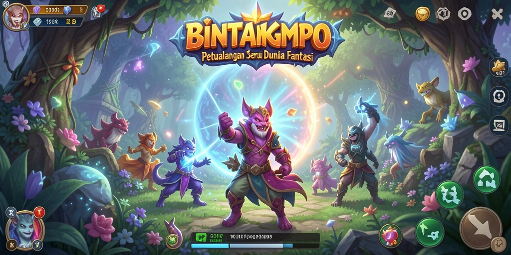 Tangkapan layar gameplay BINTANGMPO yang menunjukkan aksi petualangan seru.