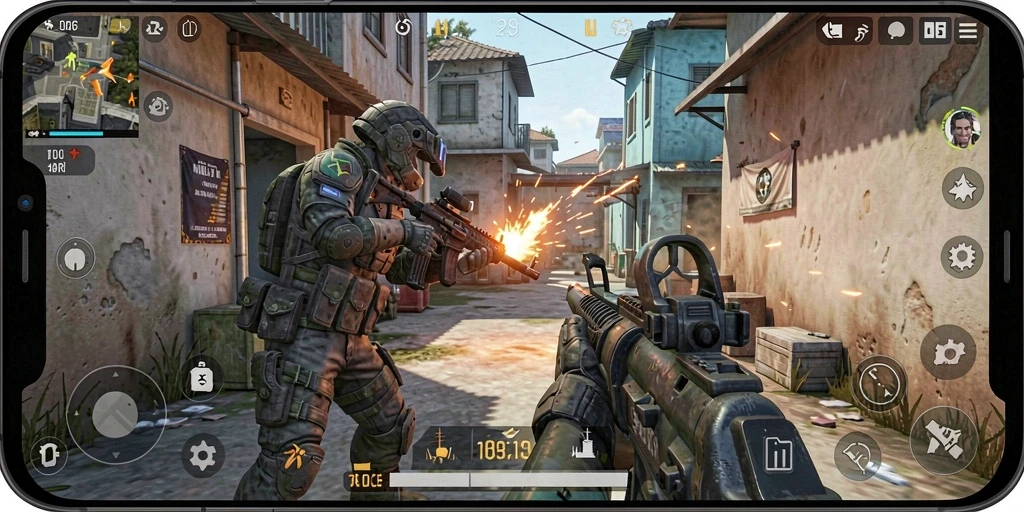 Tangkapan layar permainan D06 menampilkan aksi seru dalam pertempuran FPS.