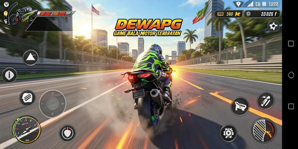 Gameplay balap motor yang mendebarkan dan menantang.