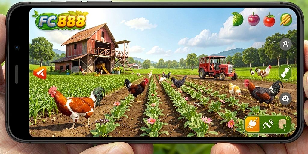 Tampilan gameplay FC888 yang menarik dalam bertani.