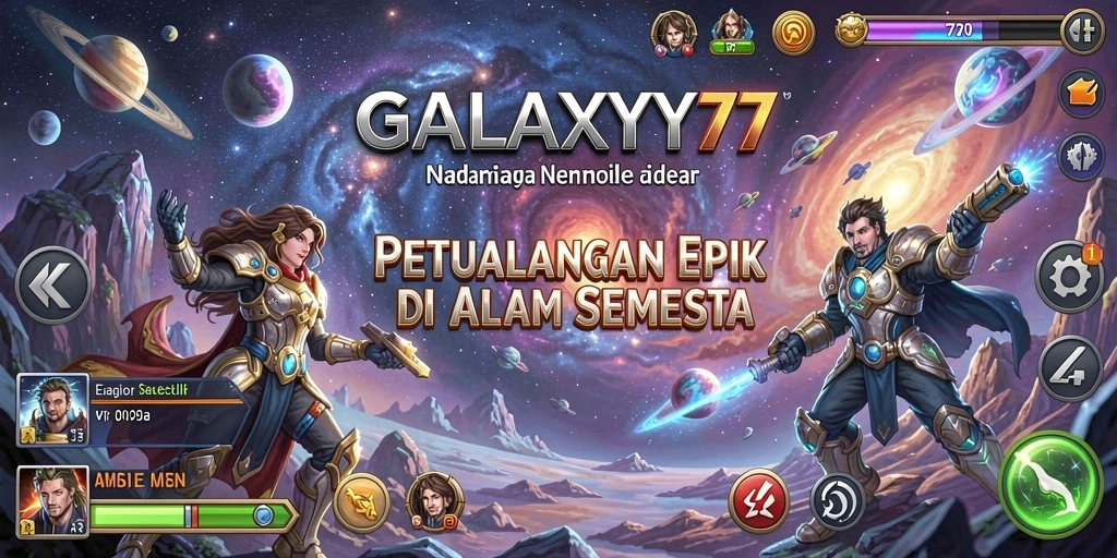 Screenshot gameplay <strong>GALAXY77</strong> yang menampilkan aksi petualangan luar angkasa yang menakjubkan.