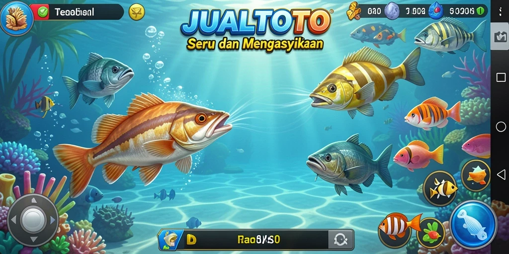Tampilan gameplay menarik dari JUALTOTO saat menangkap ikan.