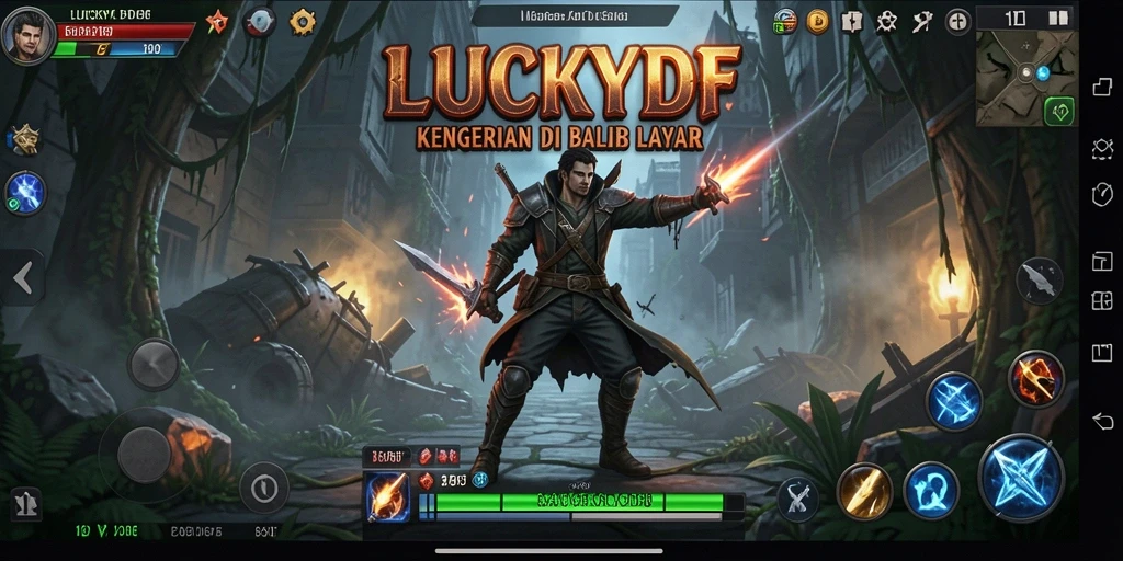 Tampilan gameplay LUCKYDF yang menyeramkan dan menegangkan.