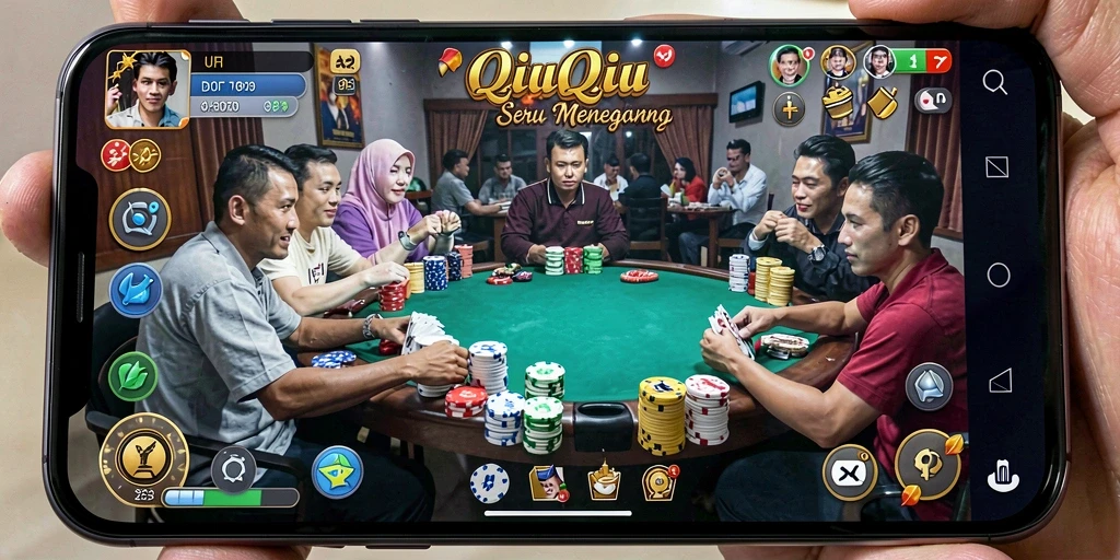 Screenshot gameplay PAKARJP menampilkan momen seru dalam permainan QiuQiu.