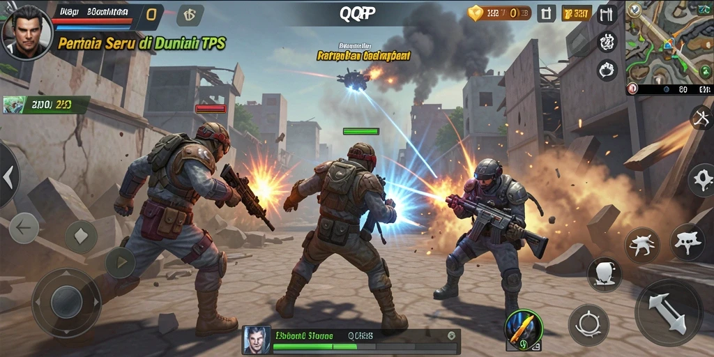 Gameplay intens dan mendebarkan di QQRP dengan berbagai senjata.