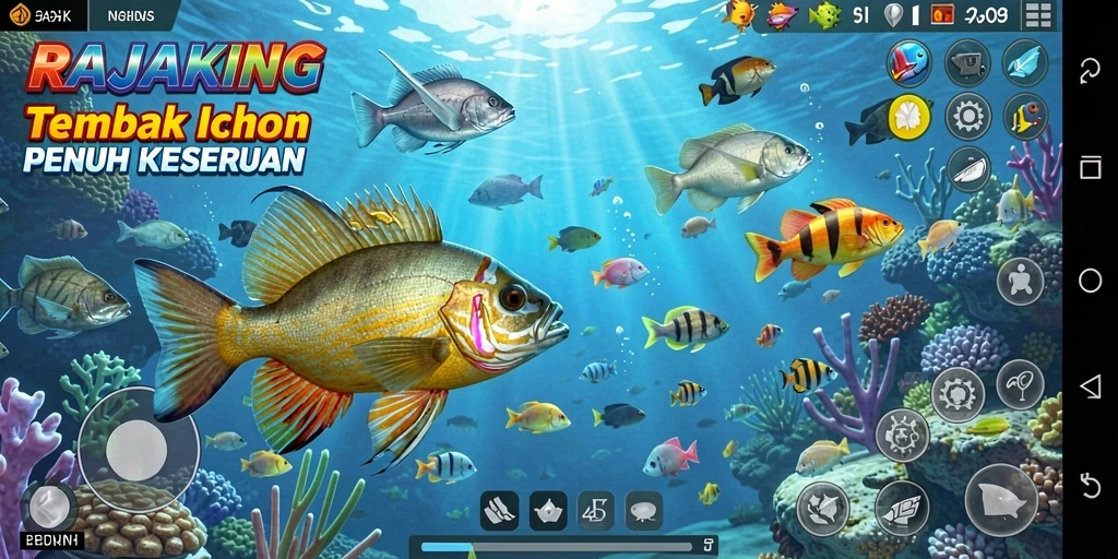 Tampilan grafis menakjubkan dari gameplay Tembak Ikan di RAJAKING.