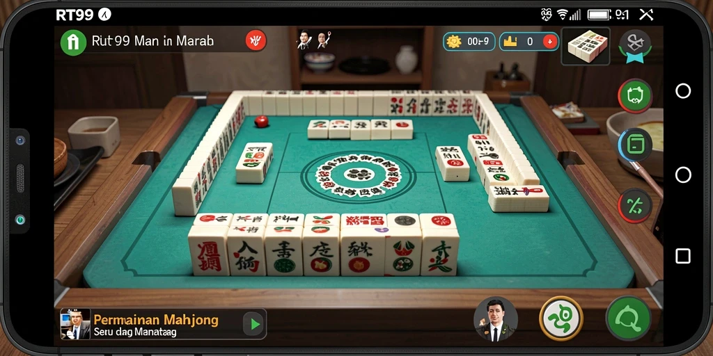 Tampilan gameplay RT99 dengan ubin Mahjong yang indah.