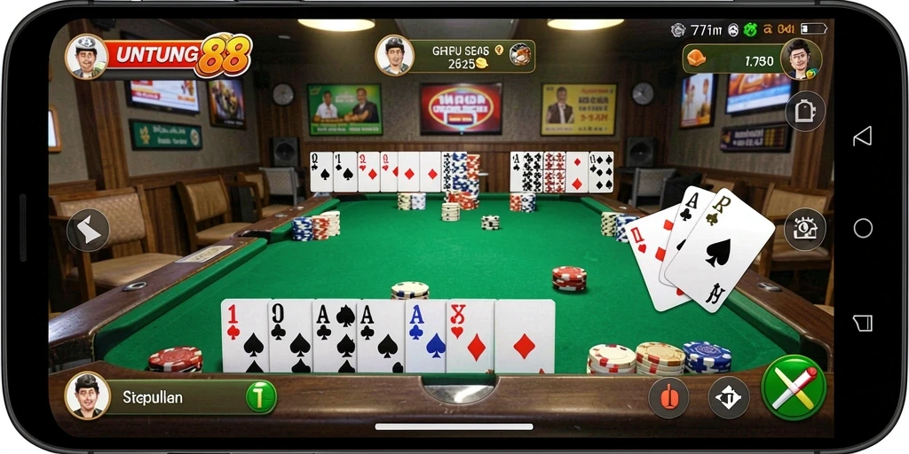 Tampilan gameplay UNTUNG88 dengan aksi seru permainan Gaple.