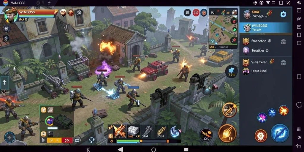 Tangkapan layar gameplay <strong>WINBOSS</strong> dengan strategi yang menantang dan unit yang beragam.